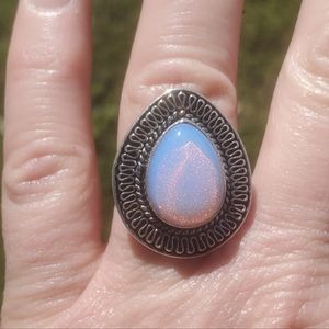 New Milky Opal 925 Silver Ring.